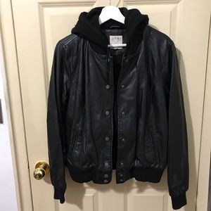 LA Hearts Layered Faux Leather Bomber Jacket